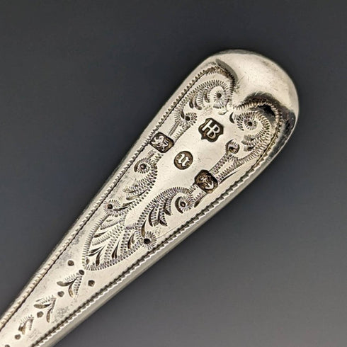 1894年 英国アンティーク 純銀製スプーン 細密彫刻 ケース入