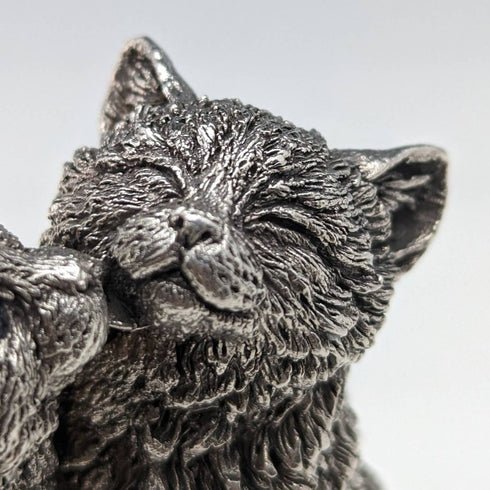 英国William Comyns 2匹の子猫 純銀張り彫刻 フィギュリン 178g