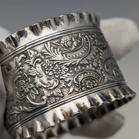 1905年頃 英国アンティーク シルバープレート製 ナプキンリング 4個セット ケース入