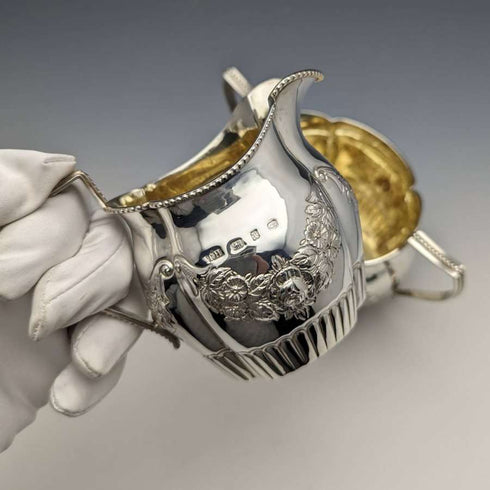 1897 British Antique Sterling Silver Sugar Pot & Cream Jug Total 183g