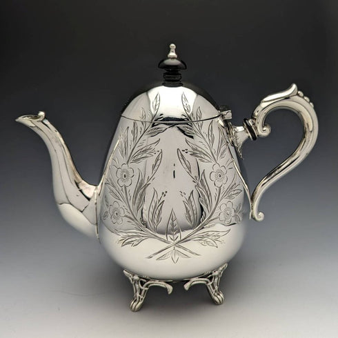 English vintage plate pewter 3-piece teapot set