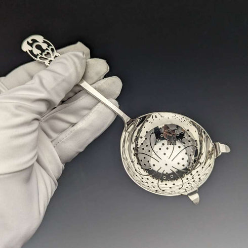 1917 年英國古董純銀濾茶器