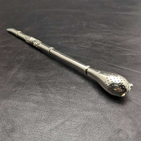 Pajita (bombilla) para mate con mango de plata continental vintage