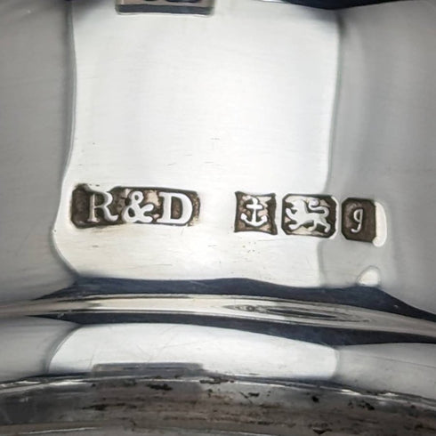 1981 年英國復古切割玻璃方形醒酒器純銀裝飾 2100 克