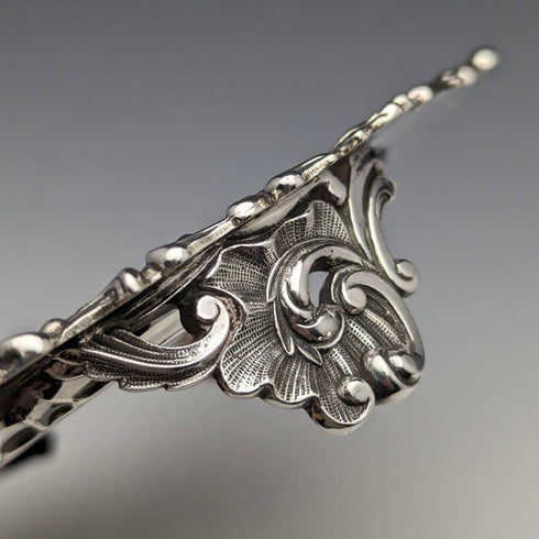 1899 British Antique Sterling Silver Salva Card Tray Diameter 21.5cm 400g Barker Bros