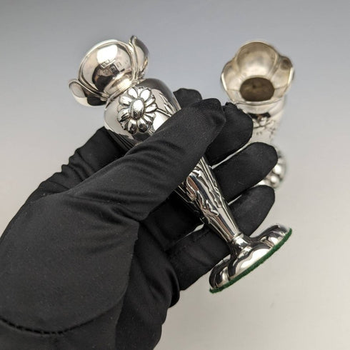 1905 年英國古董純銀花瓶花瓶一對 84 克亨利威廉姆斯