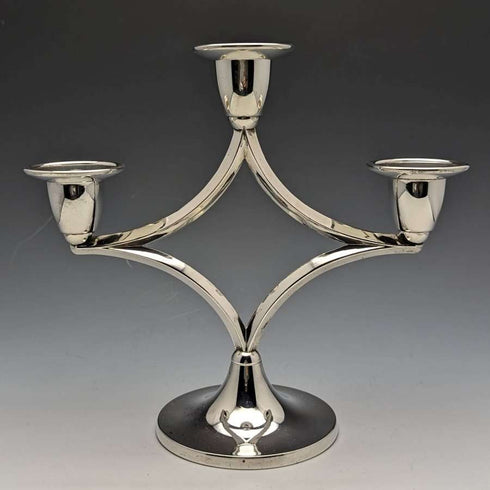 British Vintage Silver Plated 3 Burner Candle Stand Candelabra