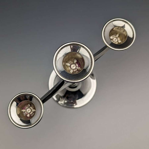 British Vintage Silver Plated 3 Burner Candle Stand Candelabra