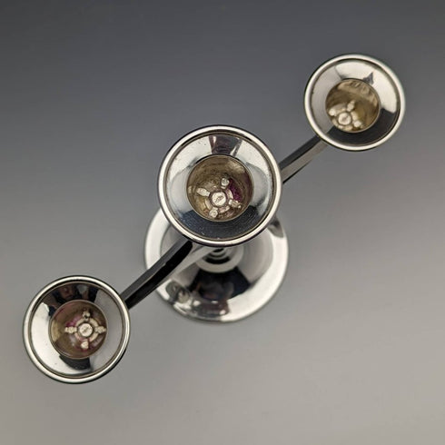 英國復古銀盤 3 燃燒器蠟燭台燭台