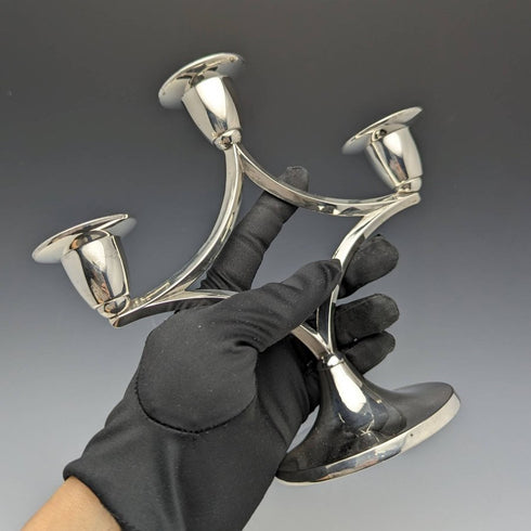 英國復古銀盤 3 燃燒器蠟燭台燭台