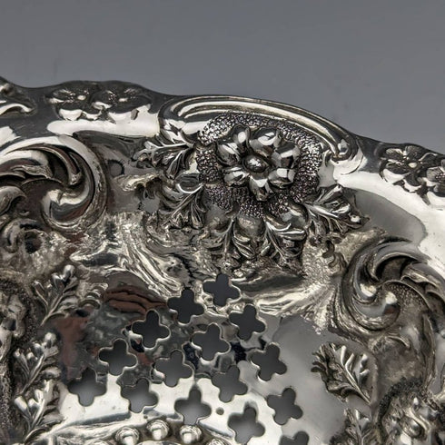 1897年 英国アンティーク 純銀 ボンボンディッシュ 直径15cm William Neale