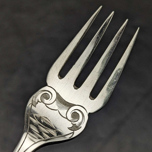 1860年頃 英国アンティーク 純銀製ハンドル フィッシュカトラリーセット 6x2 トレー入