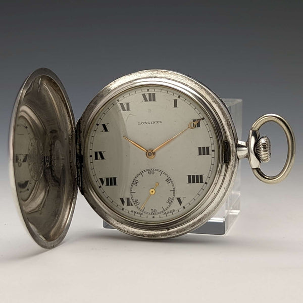 1932 年左右 Vintage Longines 懷錶銀色側邊獵人錶殼做工很好