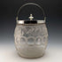 British vintage cut glass biscuit barrel silver plate lid 803g