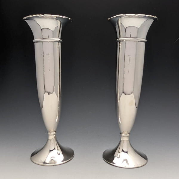 1909 British Antique Sterling Silver Medium Vase Pair 341g
