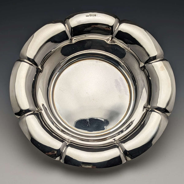 1901 British Antique Sterling Silver Flower Bowl 319g Diameter 23cm Henry Atkins