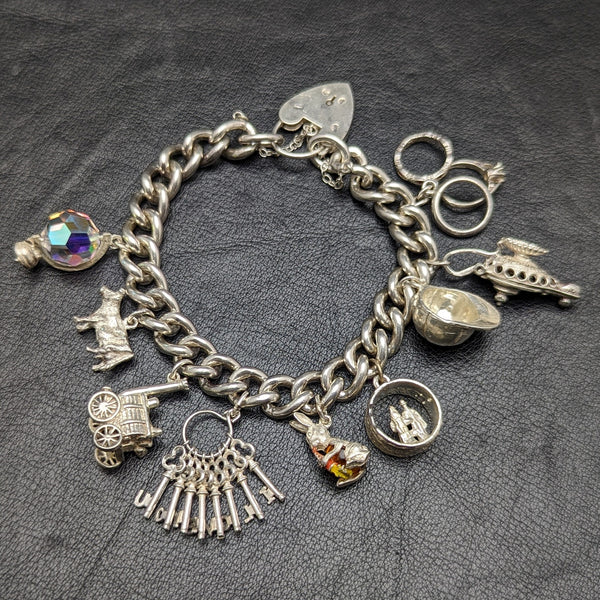 英国ヴィンテージ 純銀製 チャームブレスレット 71g