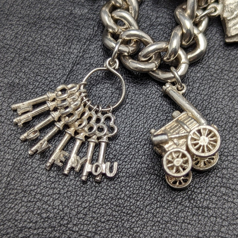 英国ヴィンテージ 純銀製 チャームブレスレット 71g