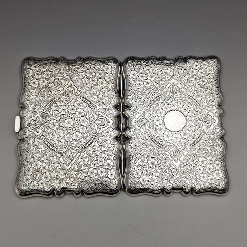1889 British Antique Sterling Silver Double Open Card Case 123g Deakin and Francis