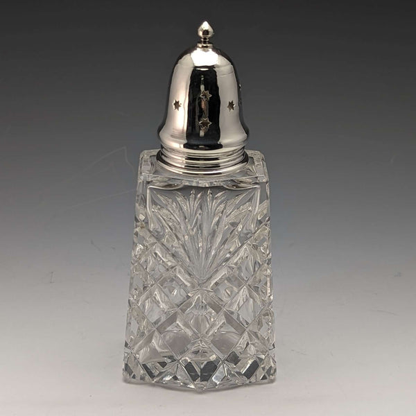 1972 British Vintage Cut Glass Seasoning Container Sterling Silver Lid 320g