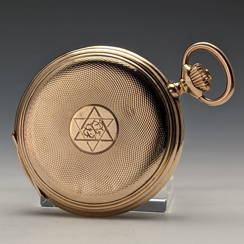 Around 1913 Antique Longines pocket watch gold plated hunter case Cal19.74N works well