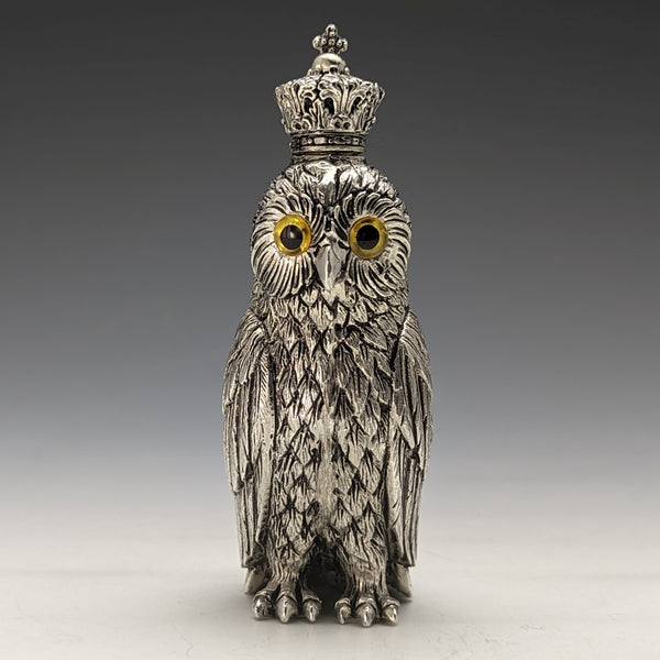 Vintage Sterling Silver Owl Shape Portable Perfume Bottle