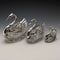 1972 British Vintage Swan Shape Sterling Silver & Cut Glass Accessory Case Large Medium Small Set of 3