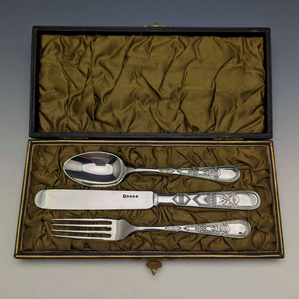 大約 1890 年英國古董鍍銀 Crisling 餐具套裝
