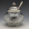 英国アンティーク カットガラス ジャムポット シルバープレート製蓋&スプーン