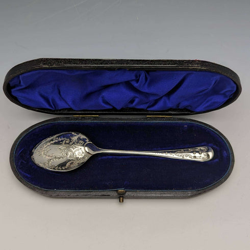 1894 年英國古董純銀勺子精美雕刻盒