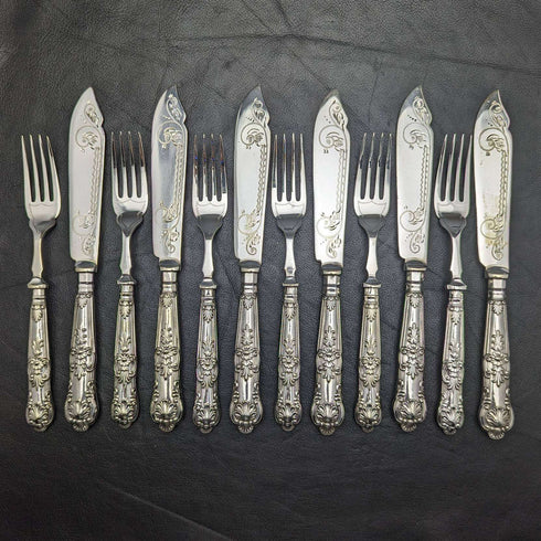 1930 年英國復古鍍銀餐具套裝 6x2