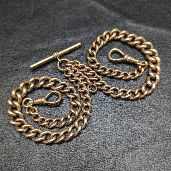 British Antique Rolled Gold Double Albert Chain 46g No Fob