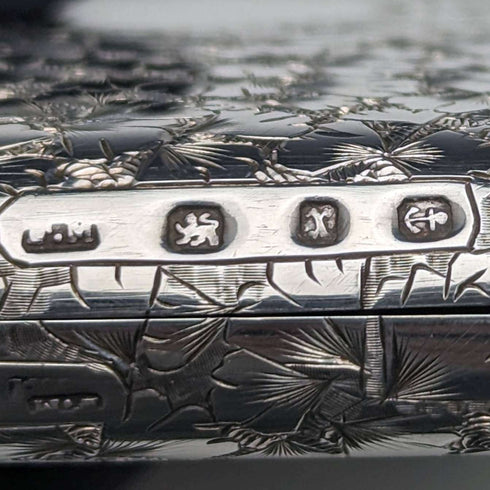 1897年 英国アンティーク 純銀製カードケース 両開き型 Frederick Marson