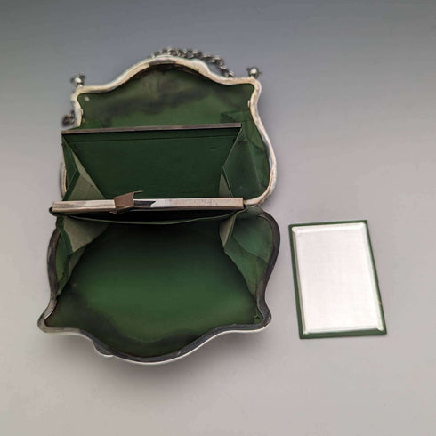 1907 British antique sterling silver purse with chain Thomas Bishton