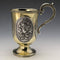 1867 British Antique Sterling Silver Gold Decorated Floral Engraving Mug 150g
