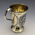 1867 British Antique Sterling Silver Gold Decorated Floral Engraving Mug 150g