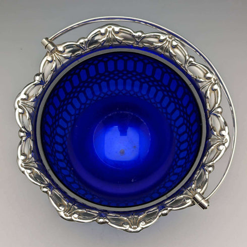 British Vintage Blue Inner Silver Plated Basket