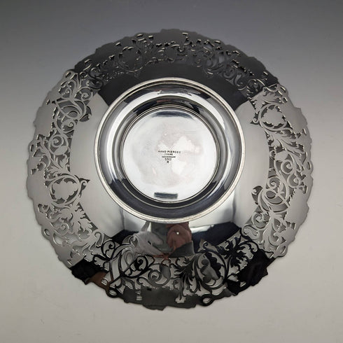 1950年 英国ヴィンテージ 純銀製タッツァ 直径27cm 641g Viner's