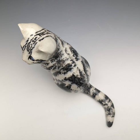 【新品】英国ウィンスタンレイ ケンジントンキャット 青目サバトラ 陶器製フィギュリン(サイズ2)