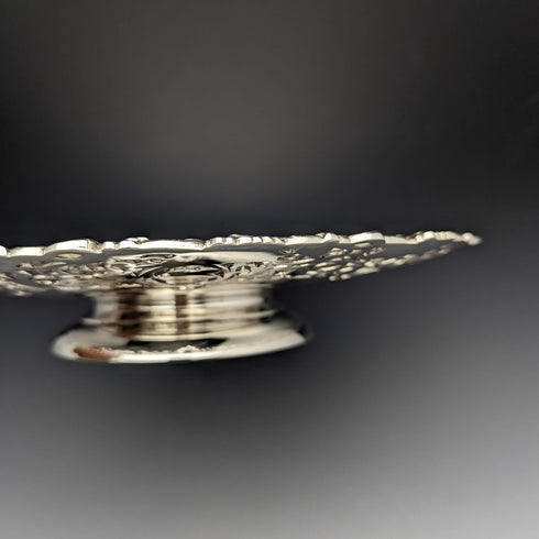 1950年 英国ヴィンテージ 純銀製タッツァ 直径27cm 641g Viner's