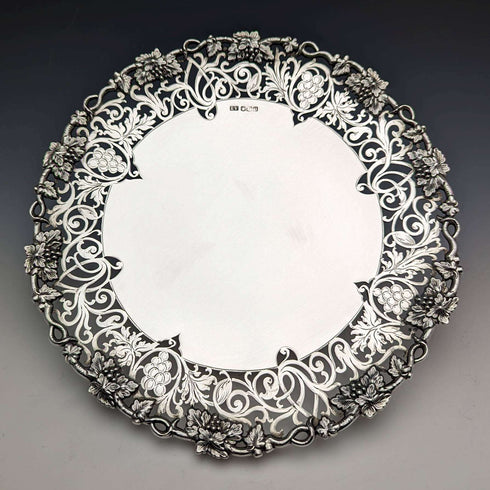1950 年英國復古純銀 Tazza 直徑 27 厘米 641 克 Viner's