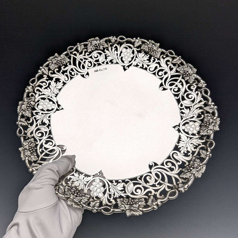 1950 年英國復古純銀 Tazza 直徑 27 厘米 641 克 Viner's
