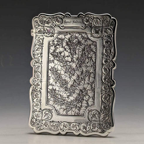 1878 British antique sterling silver card case 61g Frederick Marson