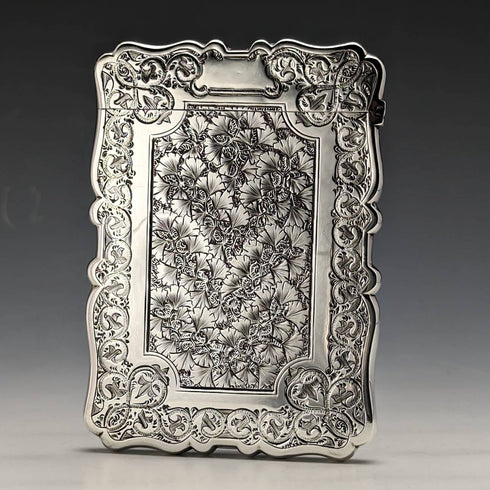 1878 British antique sterling silver card case 61g Frederick Marson