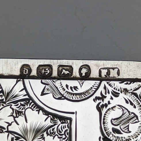1878 British antique sterling silver card case 61g Frederick Marson