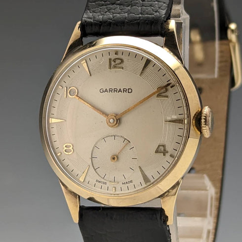 1955 英國復古 Garrard K9 純金錶殼紳士手錶原裝盒內完好