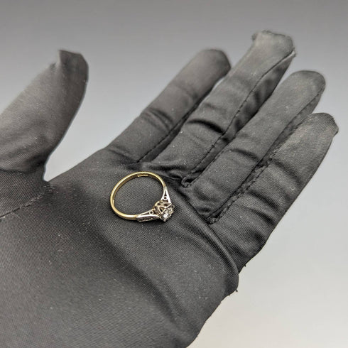 英國復古配飾 18K 金戒指 0.25ct 鑽石 HL 棕色