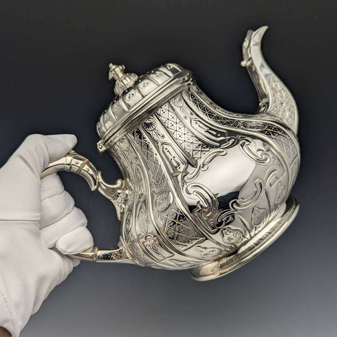 1870 年代英國古董鍍銀茶壺 741 克 Martin Hall