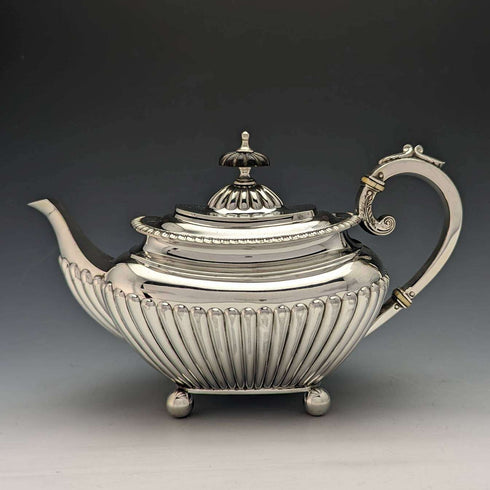 1897年 英国古董 纯银单身茶壶 373g James Dixon
