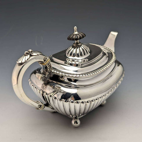 1897年 英国古董 纯银单身茶壶 373g James Dixon